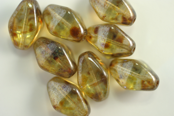 4pc 16x9mm ULTRA CRYSTAL LUSTER PICASSO CZECH GLASS LARGE BICONE LOOSE BEADS