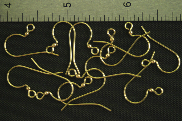 12pc RAW BRASS FRENCH EARWIRE WITH SMALL BALL FINDING JEWELRY LOT E5-12