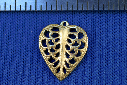 4pc VINTAGE STYLE RAW BRASS FILIGREE HEART CONNECTOR F06-4