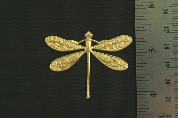 1pc VINTAGE STYLE RAW BRASS VICTORIAN EXTRA LARGE DRAGONFLY PENDANT N36-1