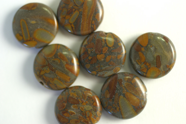 7pc 12mm BEAUTIFUL PREMIUM TIGER IRON COIN ROUND GEMSTONE BEADS