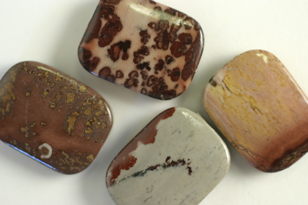 4pc 15X20mm LANDSCAPE JASPER RECTANGLE GEMSTONE BEADS