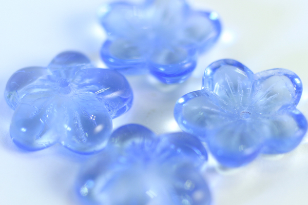 4pc 16x4mm LARGE FLAT MEDIUM SAPPHIRE BLUE CZECH GLASS FLOWER