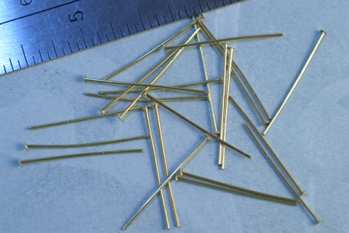 24pc RAW BRASS 1 inch 22 GAUGE HEADPIN FINDINGS LOT