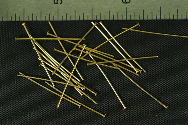 24pc RAW BRASS 1 inch 23 GAUGE HEADPIN FINDINGS LOT