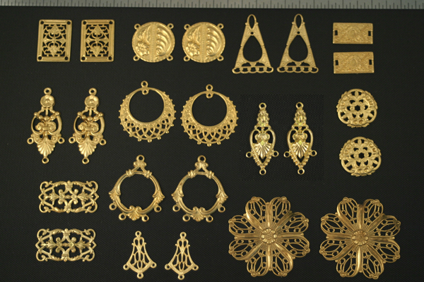 24pc VINTAGE STYLE RAW BRASS FINDINGS SAMPLER LOT A