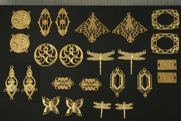 24pc VINTAGE STYLE RAW BRASS FINDINGS SAMPLER LOT C