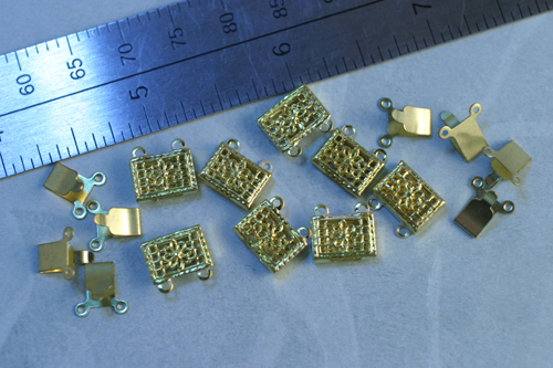 4pc RAW BRASS 2-STRAND VICTORIAN FILIGREE BOX CLASP LOT