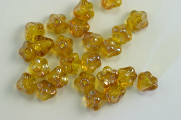 1 STRAND (50pc) 4X6mm FREESIA CELSIAN CZECH GLASS BELL FLOWER BEADS