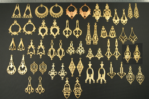 56pc VINTAGE STYLE RAW BRASS EARRING FINDINGS SAMPLER LOT