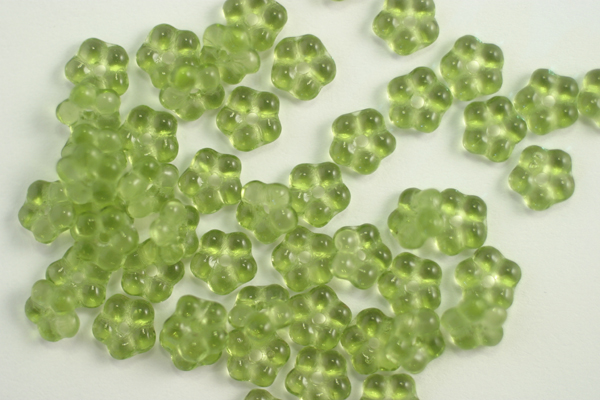 50pc 5mm OLIVINE CZECH GLASS FLOWER SPACER BEADS