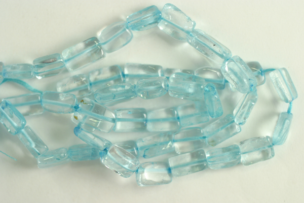 1 - 15 inch STRAND 6x10mm SWISS BLUE TOPAZ RECTANGLE BEADS