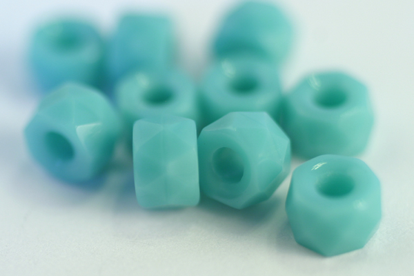 1 STRAND (25pc) 6x4mm FACETED TURQUOISE CZECH GLASS CROW BEADS