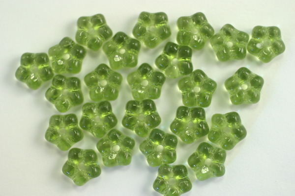 24pc 7mm OLIVINE CZECH GLASS FLOWER SPACER LOOSE BEADS