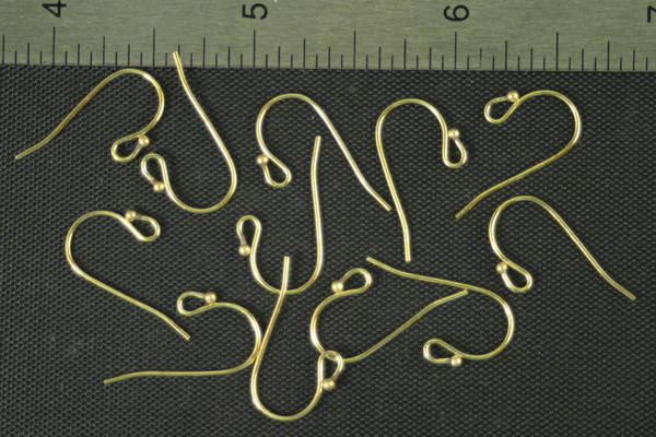 12pc RAW BRASS TINY BALL EARWIRE FINDING JEWELRY LOT E3-12