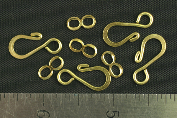 4pc RAW BRASS HOOK & EYE CLASP LOT