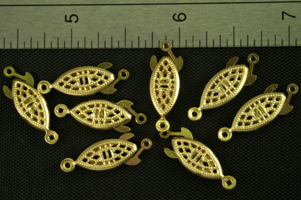 4pc RAW BRASS FILIGREE 1-STRAND OVAL CLASP LOT