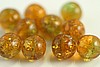 10pc 10mm TOPAZ ORANGE GREEN CRACKLE CZECH GLASS BEADS