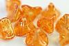 10pc 10x12mm COATED GOLD ORANGE SUNSHINE DUST CZECH GLASS 3 PETAL FLOWER BEADS