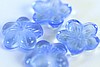 4pc 16x4mm LARGE FLAT MEDIUM SAPPHIRE BLUE CZECH GLASS FLOWER