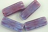 4pc 20x8mm RASPBERRY SWIRL RECTANGULAR CZECH PRESSED GLASS FLOWER BEADS