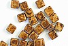 25pc (6 inch strand) 6mm LUSTER OPAQUE BROWN COFFEE PICASSO TOPAZ CZECH GLASS SMALL FLAT SQUARE BEAD