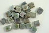 25pc (6 inch strand) 6mm LUSTER OPAQUE GREEN CZECH GLASS SMALL FLAT SQUARE BEADS
