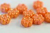 1 STRAND (25pc) 8x4mm OPAQUE ORANGE IRRIDESCENT LUSTER CZECH GLASS FLAT FLOWER BEADS