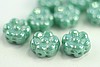 10pc 8x4mm OPAQUE LUSTER TURQUOISE CZECH GLASS FLAT FLOWER BEADS
