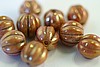 1 STRAND (25pc) 8mm LUSTER OPAQUE ROSE FOLD TOPAZ CZECH GLASS MELON ROUNDS