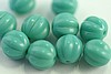 1 STRAND (25pc) 8mm TURQUOISE CZECH GLASS MELON ROUNDS