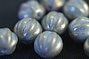 1 STRAND - (25pc) 8mm OPAQUE BLUE MARBLED GOLD CZECH GLASS MELON ROUNDS