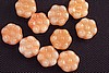 1 STRAND (25pc) 8x4mm STRAWBERRY AND CREME CZECH GLASS FLAT FLOWER BEADS