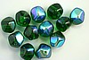 12pc GORGEOUS CZECH GLASS 9MM BLUE GREEN AB IRRIDESCENT FACETED NUGGET BEADS