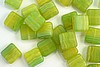 25pc (8 3/8 inch strand) 9mm HURRICANE GLASS MATTE LEMON LIME SHERBERT CZECH GLASS FLAT SQUARE BEADS