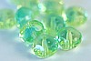 1 STRAND (25pc) 9x6mm FACETED GEMSTONE STYLE DONUT BLUE GREEN CZECH GLASS